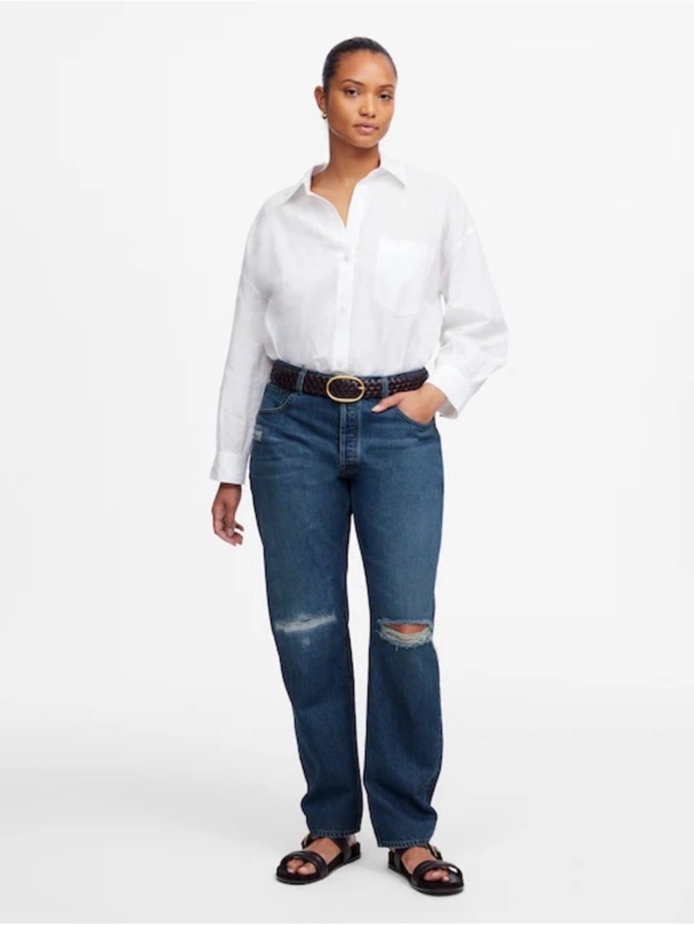 Madewell The Curvy Dean Easy Straight Crop Jeans Blue Size 27